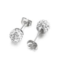 1 Pair Casual Shiny Ball Plating Inlay Stainless Steel Rhinestones 18K Gold Plated Ear Studs sku image 2