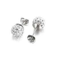 1 Pair Casual Shiny Ball Plating Inlay Stainless Steel Rhinestones 18K Gold Plated Ear Studs sku image 3