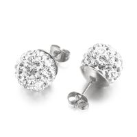 1 Paire Décontractée Brillant Balle Placage Incruster Acier Inoxydable Strass Plaqué Or 18K Boucles D'Oreilles sku image 6