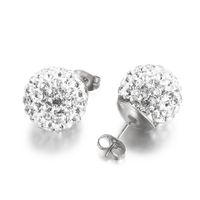 1 Pair Casual Shiny Ball Plating Inlay Stainless Steel Rhinestones 18K Gold Plated Ear Studs sku image 9