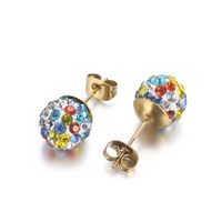 1 Pair Casual Shiny Ball Plating Inlay Stainless Steel Rhinestones 18K Gold Plated Ear Studs sku image 12