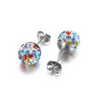 1 Pair Casual Shiny Ball Plating Inlay Stainless Steel Rhinestones 18K Gold Plated Ear Studs sku image 7