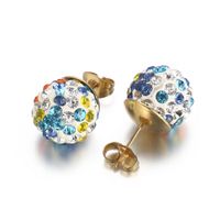 1 Pair Casual Shiny Ball Plating Inlay Stainless Steel Rhinestones 18K Gold Plated Ear Studs sku image 14