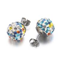 1 Pair Casual Shiny Ball Plating Inlay Stainless Steel Rhinestones 18K Gold Plated Ear Studs sku image 10