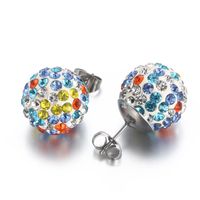 1 Pair Casual Shiny Ball Plating Inlay Stainless Steel Rhinestones 18K Gold Plated Ear Studs sku image 13