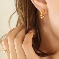 1 Pair Casual Simple Style C Shape Plating Titanium Steel 18k Gold Plated Ear Studs main image 6