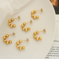 1 Pair Casual Simple Style C Shape Plating Titanium Steel 18k Gold Plated Ear Studs main image 1