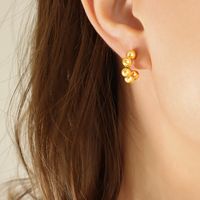 1 Pair Casual Simple Style C Shape Plating Titanium Steel 18k Gold Plated Ear Studs main image 5