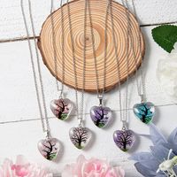 Wholesale Jewelry Basic Retro Tree Heart Shape Alloy Glass Pendant Necklace main image 5