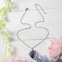 Wholesale Jewelry Basic Retro Tree Heart Shape Alloy Glass Pendant Necklace sku image 2