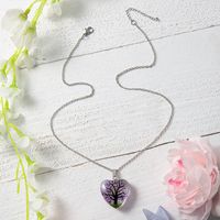 Wholesale Jewelry Basic Retro Tree Heart Shape Alloy Glass Pendant Necklace sku image 5