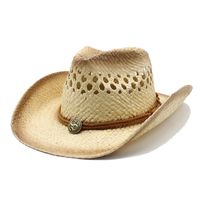Women's Simple Style Star Patchwork Crimping Straw Hat main image 6