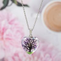 Wholesale Jewelry Basic Retro Tree Heart Shape Alloy Glass Pendant Necklace main image 4