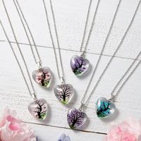 Wholesale Jewelry Basic Retro Tree Heart Shape Alloy Glass Pendant Necklace main image 1