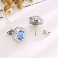 1 Pair Simple Style Shiny Round Plating Inlay Stainless Steel Artificial Crystal Zircon 18K Gold Plated Ear Studs main image 5