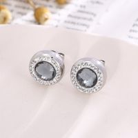 1 Pair Simple Style Shiny Round Plating Inlay Stainless Steel Artificial Crystal Zircon 18K Gold Plated Ear Studs main image 6