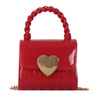 Women's Small All Seasons Silica Gel Heart Shape Cute Square Flip Cover Shoulder Bag sku image 4