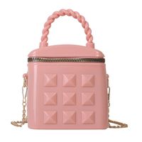 Girl's Pvc Solid Color Elegant Square Zipper Handbag main image 3
