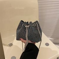 Women's Pu Leather Rhinestone Solid Color Classic Style Bucket String Shoulder Bag Crossbody Bag main image 7