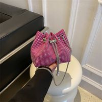 Women's Pu Leather Rhinestone Solid Color Classic Style Bucket String Shoulder Bag Crossbody Bag main image 9