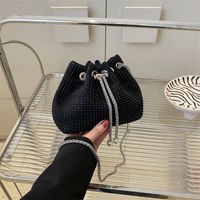 Women's Pu Leather Rhinestone Solid Color Classic Style Bucket String Shoulder Bag Crossbody Bag main image 8