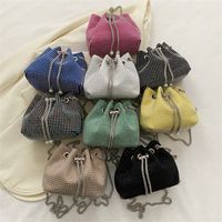 Women's Pu Leather Rhinestone Solid Color Classic Style Bucket String Shoulder Bag Crossbody Bag main image 1
