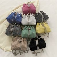 Women's Pu Leather Rhinestone Solid Color Classic Style Bucket String Shoulder Bag Crossbody Bag main image 10