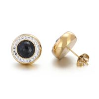 1 Pair Simple Style Shiny Round Plating Inlay Stainless Steel Artificial Crystal Zircon 18K Gold Plated Ear Studs sku image 6