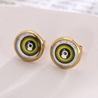 1 Pair INS Style Casual Devil'S Eye Plating Inlay Stainless Steel Gem 18K Gold Plated Ear Studs main image 6