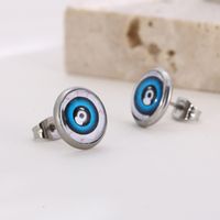 1 Pair INS Style Casual Devil'S Eye Plating Inlay Stainless Steel Gem 18K Gold Plated Ear Studs main image 9