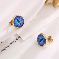 1 Pair INS Style Casual Devil'S Eye Plating Inlay Stainless Steel Gem 18K Gold Plated Ear Studs main image 3