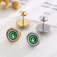 1 Pair INS Style Casual Devil'S Eye Plating Inlay Stainless Steel Gem 18K Gold Plated Ear Studs main image 5