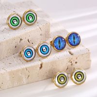 1 Pair INS Style Casual Devil'S Eye Plating Inlay Stainless Steel Gem 18K Gold Plated Ear Studs main image 4