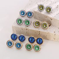1 Pair INS Style Casual Devil'S Eye Plating Inlay Stainless Steel Gem 18K Gold Plated Ear Studs main image 1