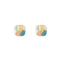 1 Pair Simple Style Korean Style Color Block Square Drip Glazed Alloy Ear Studs main image 2