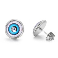 1 Pair INS Style Casual Devil'S Eye Plating Inlay Stainless Steel Gem 18K Gold Plated Ear Studs sku image 2