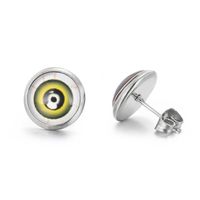1 Pair INS Style Casual Devil'S Eye Plating Inlay Stainless Steel Gem 18K Gold Plated Ear Studs sku image 3