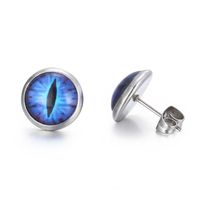 1 Pair INS Style Casual Devil'S Eye Plating Inlay Stainless Steel Gem 18K Gold Plated Ear Studs sku image 4