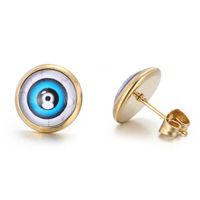 1 Pair INS Style Casual Devil'S Eye Plating Inlay Stainless Steel Gem 18K Gold Plated Ear Studs sku image 6