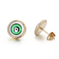 1 Pair INS Style Casual Devil'S Eye Plating Inlay Stainless Steel Gem 18K Gold Plated Ear Studs sku image 7