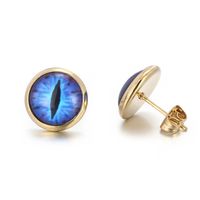 1 Pair INS Style Casual Devil'S Eye Plating Inlay Stainless Steel Gem 18K Gold Plated Ear Studs sku image 8