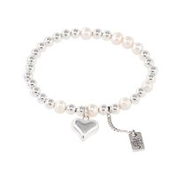 Elegante Forma De Corazón Perla Artificial Plata Esterlina Con Cuentas Pulsera main image 2