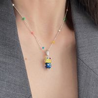 Simple Style Cartoon Character Sterling Silver Enamel Charms Pendant Necklace main image 1