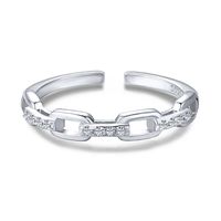 Style Simple Feuille Lune Papillon Argent Sterling Incruster Strass Anneau Ouvert sku image 2
