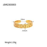 Ins-stil Einfacher Stil Einfarbig Gittergewebe Rostfreier Stahl Überzug Flechten 18 Karat Vergoldet Offener Ring sku image 1