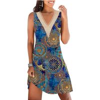 Women's A-line Skirt Elegant V Neck Printing Lace Sleeveless Flower Knee-length Street main image 3