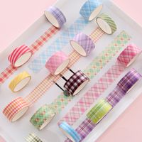 Korean Plaid And Paper Adhesive Tape Set Creative Stationery Diy Plaid Hand Account Handmade Stickers Exclusive For Cross-border main image 5
