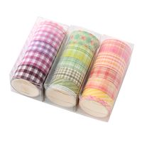 Korean Plaid And Paper Adhesive Tape Set Creative Stationery Diy Plaid Hand Account Handmade Stickers Exclusive For Cross-border main image 2