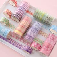 Korean Plaid And Paper Adhesive Tape Set Creative Stationery Diy Plaid Hand Account Handmade Stickers Exclusive For Cross-border main image 3