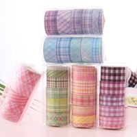 Korean Plaid And Paper Adhesive Tape Set Creative Stationery Diy Plaid Hand Account Handmade Stickers Exclusive For Cross-border main image 1